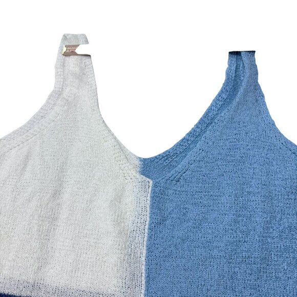 Colorblock Knit Tank Top In Blue & White Colorblock - M - Picture 8 of 10